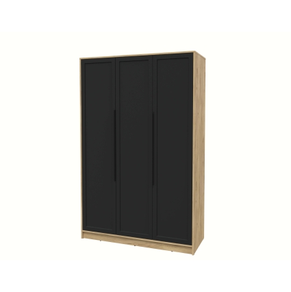 Шкаф распашной Тренд КТ-Ш3 (Дуб золотой ЛДСП/ Черный ЛМДФ) Ш1360 В2128 Г547